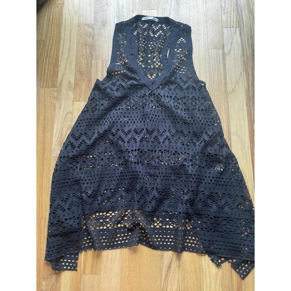 Robin Piccone Penelope Crochet Kerchief Cover-Up Dress SZ M  Black